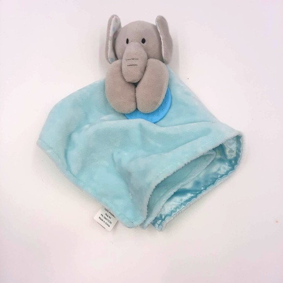 New Forever baby, security blanket, lovey, Teether Blue Elephant Stuffed Animal - Picture 5 of 7